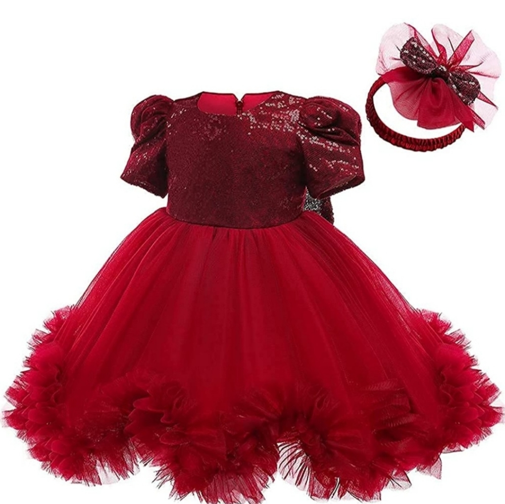 NWT Baby Girl Red Sequin Holiday or Christmas Dress Size 6 Months